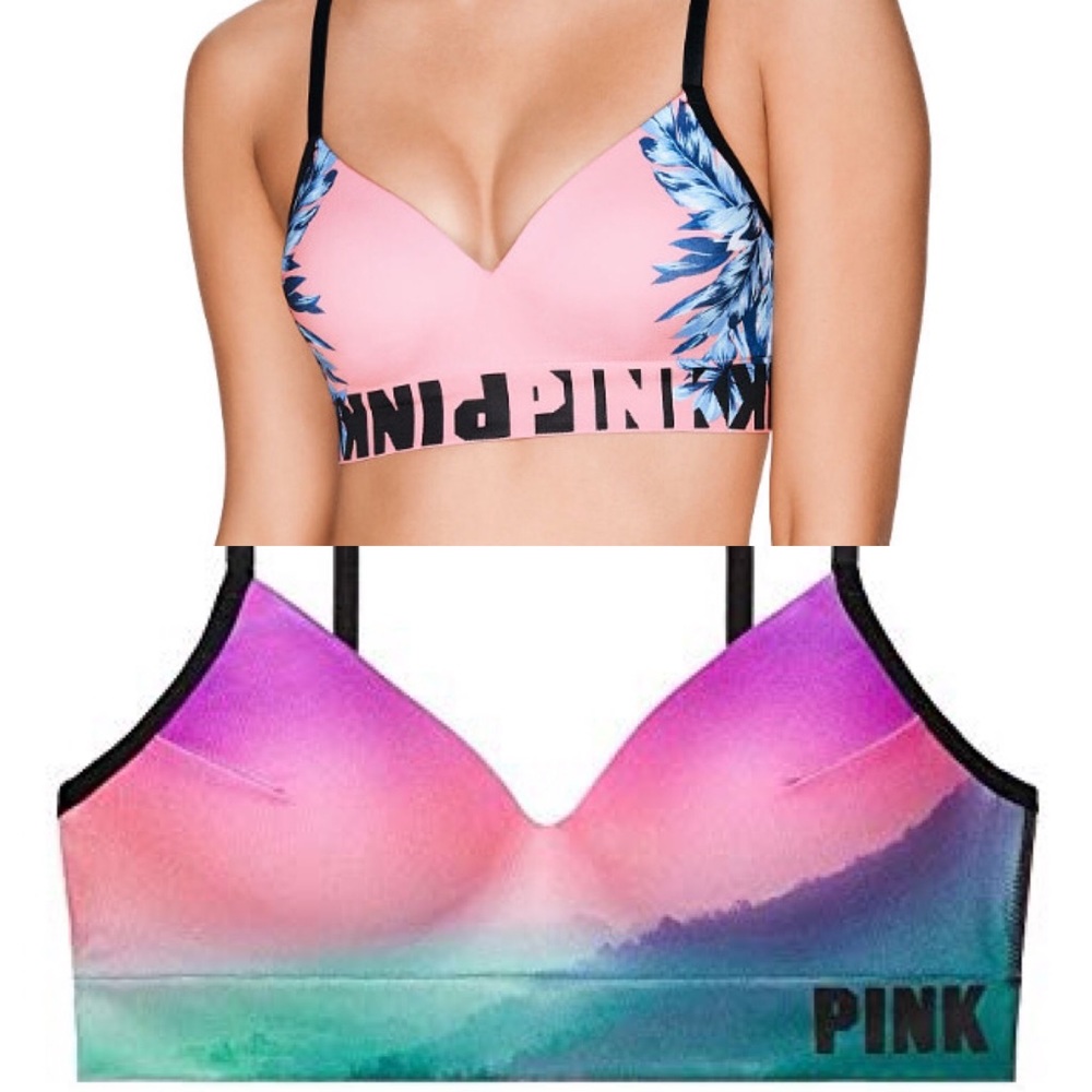 2 Pink Wireless bras VS